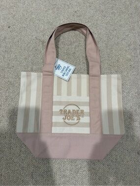 Trader Joe's Pink & Cream Striped Tote